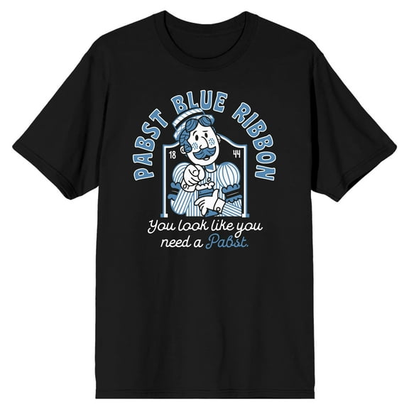 Pabst Blue Ribbon You Look Like You Need A Pabst Men's Black T-shirt-Small