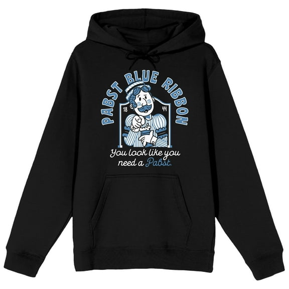 Pabst Blue Ribbon You Look Like You Need Bartender Men's Black Graphic Hoodie-Large