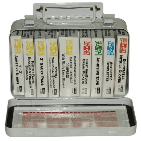 Pac-Kit 10 Unit Steel First Aid Kits, Weatherproof Steel, Wall Mount