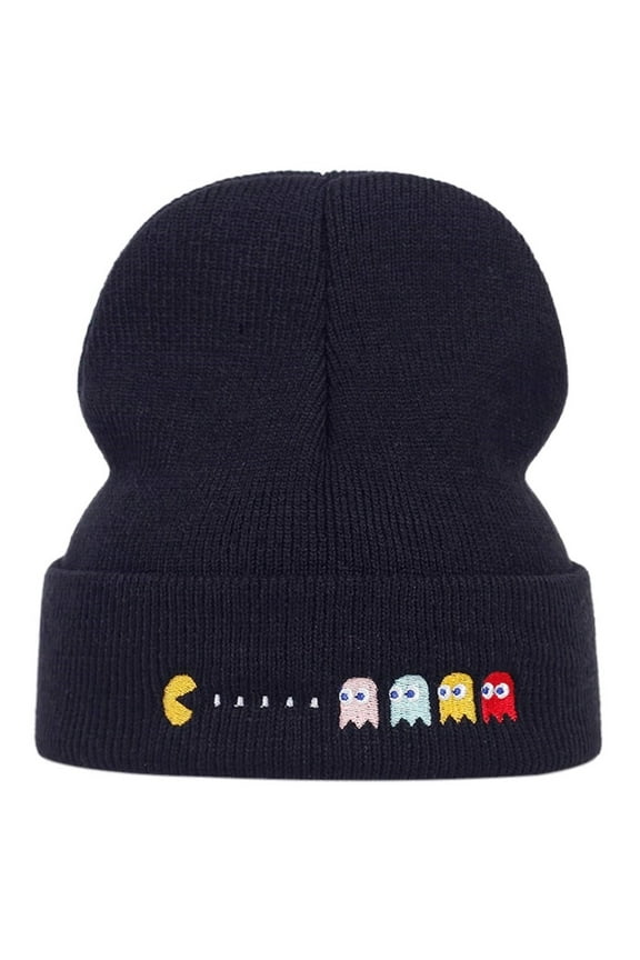 Pac-Man Arcade Game Themed Adult Size Black Knitted Beanie