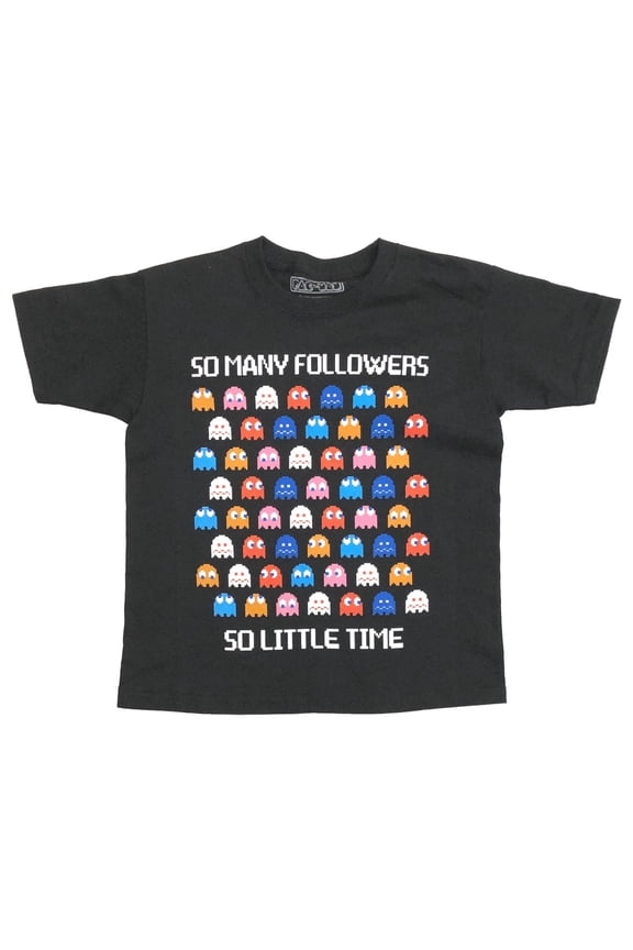 Pac-Man Boys Black Short Sleeve So Many Followers T-Shirt Tee Shirt 4