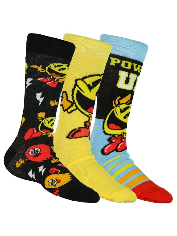 Crew Socks Men's 3-Pack Power Up Arcade Game Characters Blinky Inky & Clyde OSFM