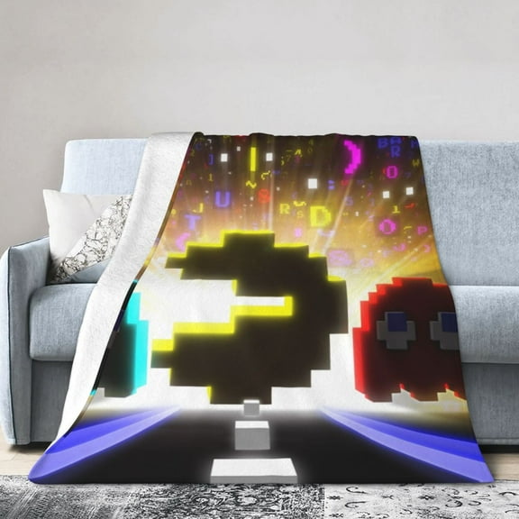 Pac-Man Game Blanket Arcade Game Flannel Throw Blanket for Women Men All Seasons Super Soft Warm Sofa Blanket Fashion Unisex Bedding for Living Room Bedroom40"X50"