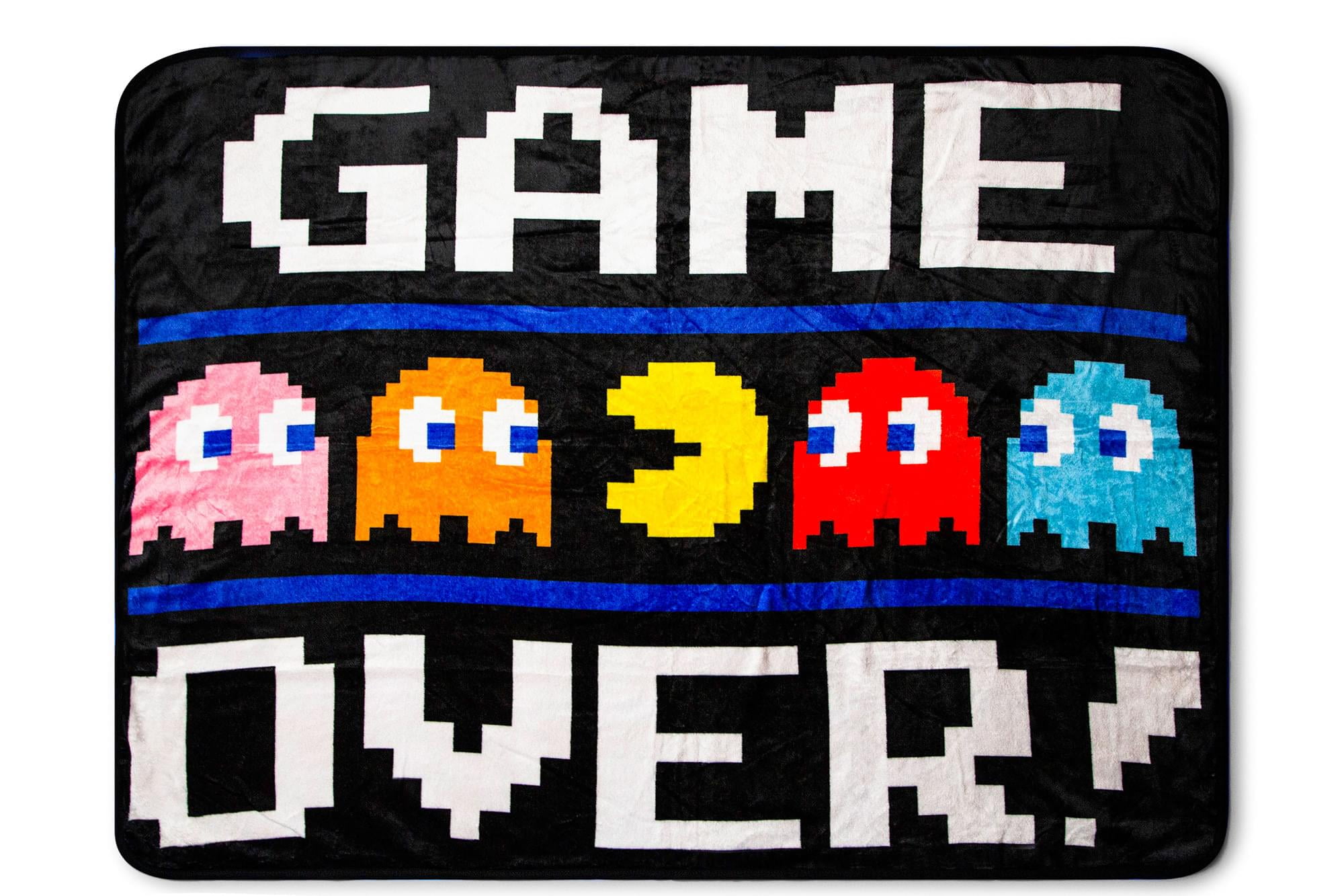 Pac-Man Game Over Black Fleece Throw Blanket