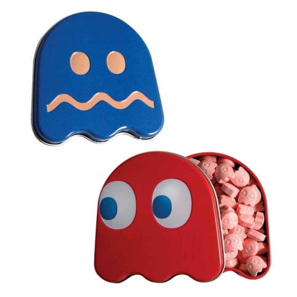 PacMan Ghost Sours Candy, Red Tin with Cherry Flavored Candy and Blue