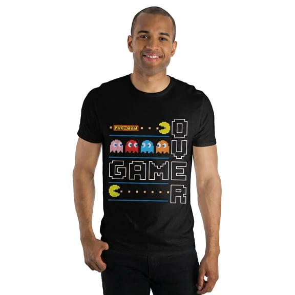 Pac-Man Men's T-Shirt Game Over Pixel Graphic Print Crewneck Tee