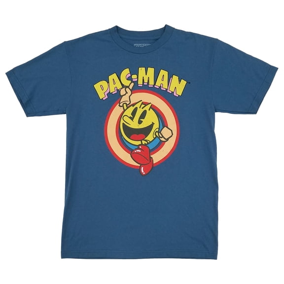 Pac-Man Mens Big & Tall Blue Graphic Tee Short Sleeve Crew Gamer T-Shirt LT