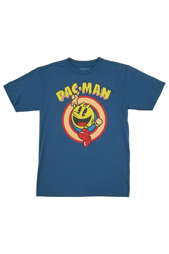 Pac-Man Mens Big & Tall Blue Graphic Tee Short Sleeve Crew Gamer T-Shirt LT