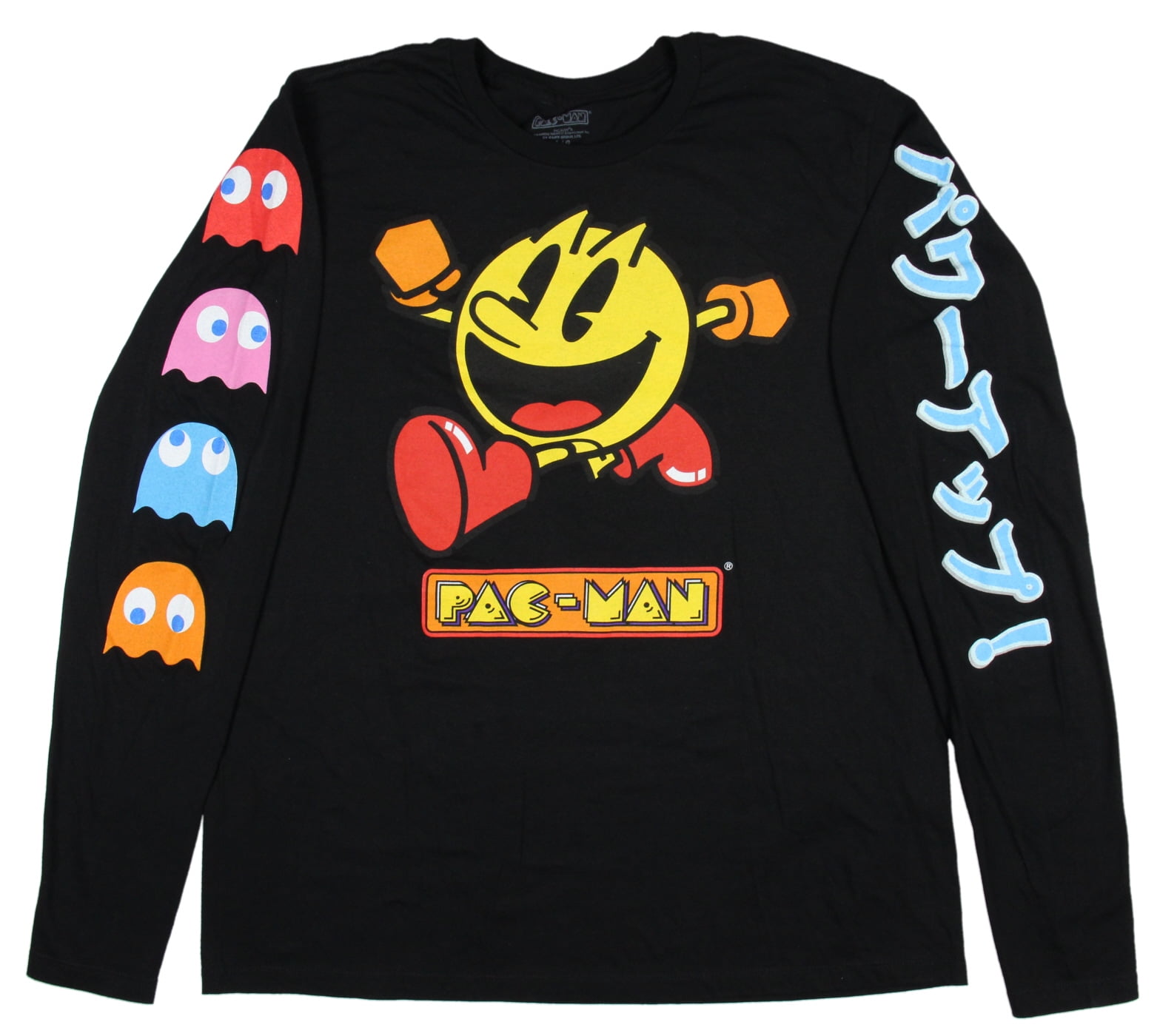 Pac-Man Mens' Game Character Logo With Ghosts And Kanji long
