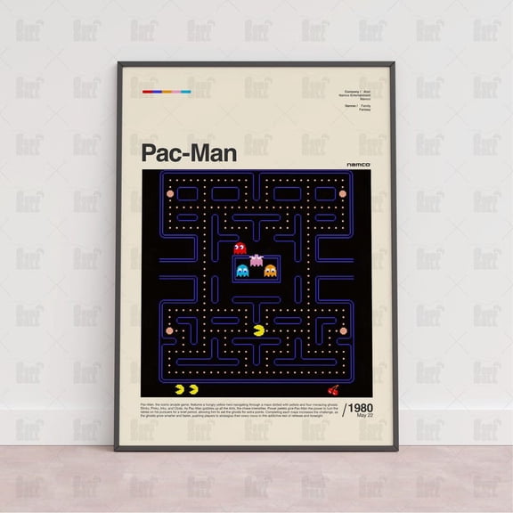 Pac-Man Poster, Gaming Room Poster, Gaming Wall Poster, Gaming Print Poster,Game Gift,Video Games Poster,Gaming Size 24x36 Unframed Poster