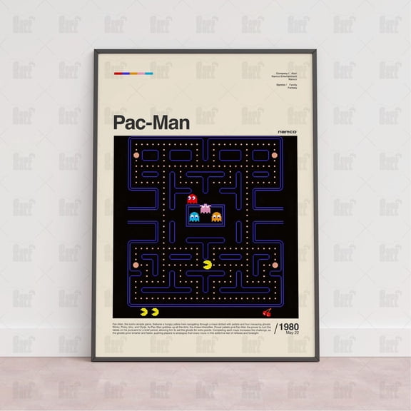 Pac Man Poster, Gaming Room Wall Art, Unframed Paper Poster 16x20in