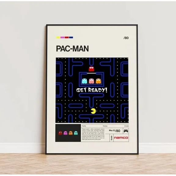 Pac Man Poster Video Game Poster Minimalist Game Print Gaming Room Poster Home Decor Office Wall Art
