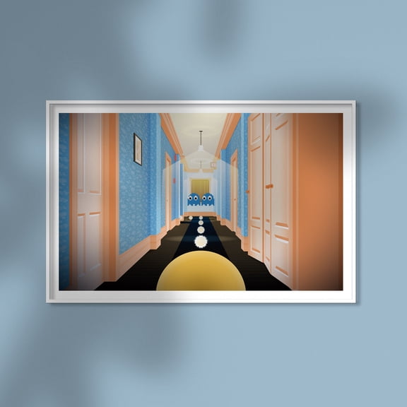 Pac Man The Shining Video Game Mashup Poster, Retro Gaming Horror Wall Art Print
