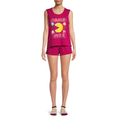 Pac Man Women's and Women's Plus Tank Top, Shorts and Socks, 3-Piece Sleep Set