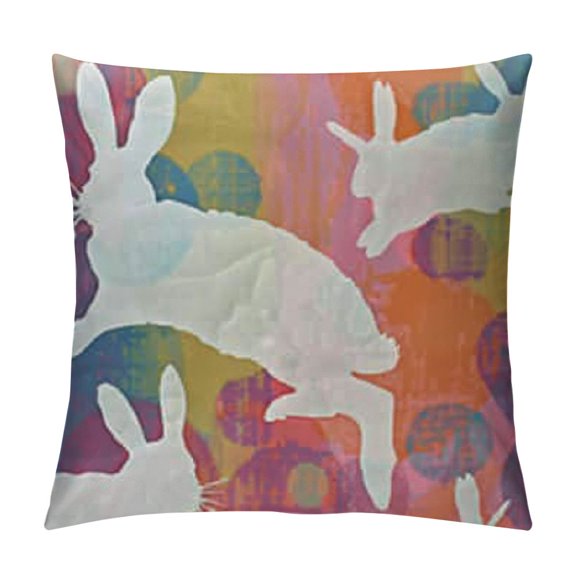 Pac Soft Pillowcases King , Jumping Bunnies Rabbits Decorative Bed Pillow Sham Rectangle Cushion Cover for Sofa Couch Zipper Closure