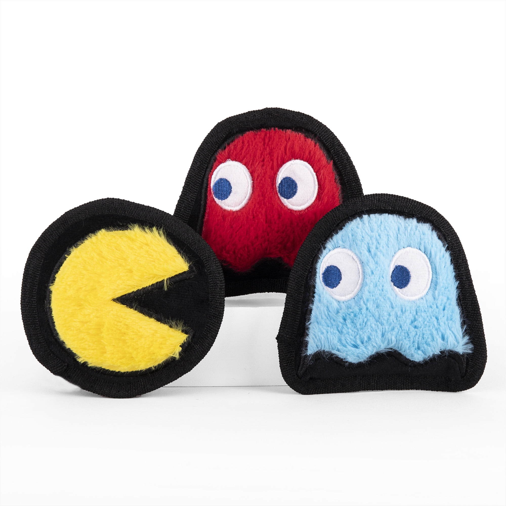 Pac-man: PAC-MAN, INKY, BLINKY Silo Plush Squeaker Pet Toy 3PK- Backercard