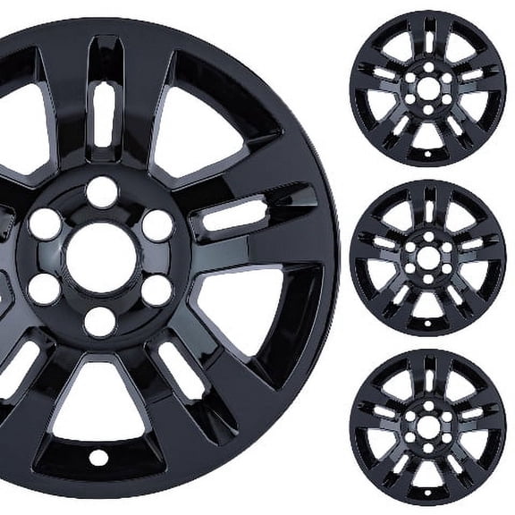 PacRim 18" Gloss Black Skin Cover |Compatible with 18" Chevrolet Silverado/Suburban 2014-2018 or Tahoe 2015-2020|Set of 4