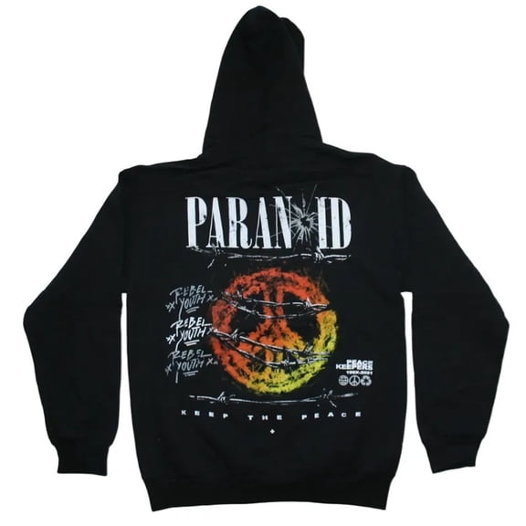 PacSun Paranoid Rebel Men's Graphic Print Drawstring Hoodie (Large)