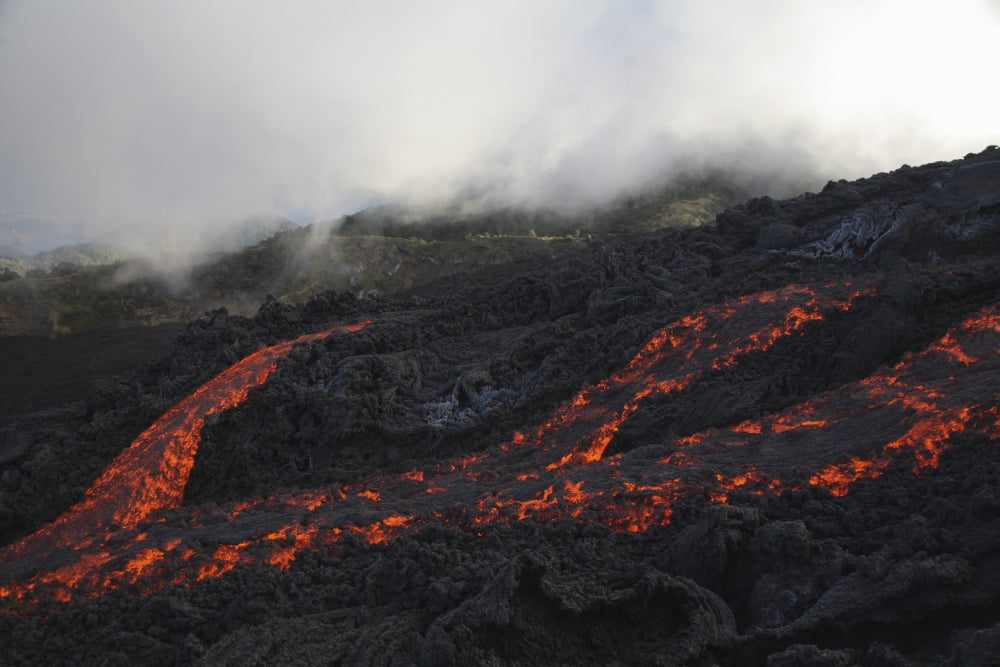 Pacaya lava flows Guatemala Canvas Art - Martin RietzeStocktrek Images (34 x 23)