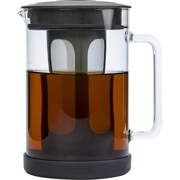 Pace Cold Brew Iced Coffee Maker with Durable Glass Pitcher and Airtight Lid, Dishwasher Safe, Perfect 6 Cup Size, 1.6 Qt, Black