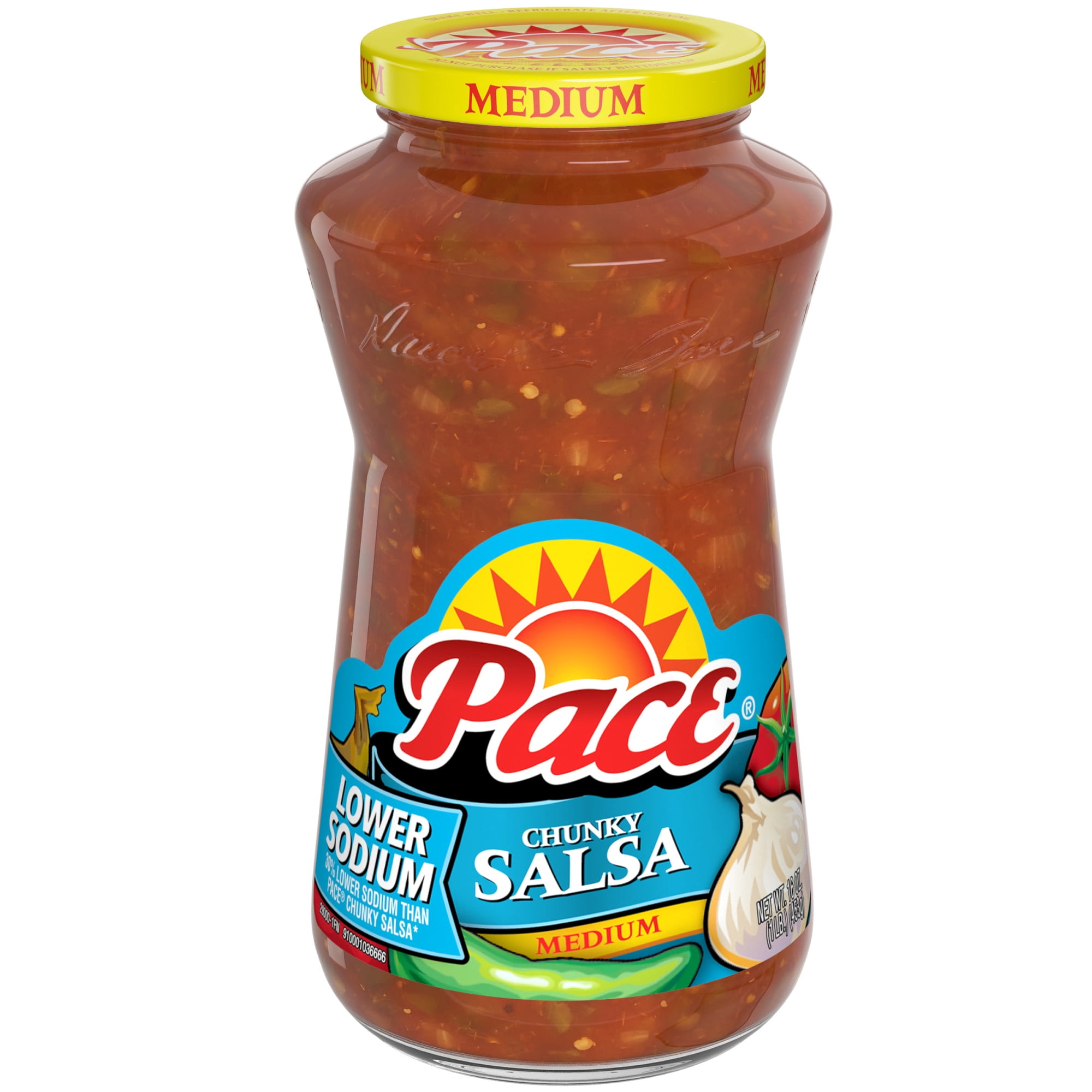 Pace Lower Sodium Chunky Medium Salsa, 16 oz Jar
