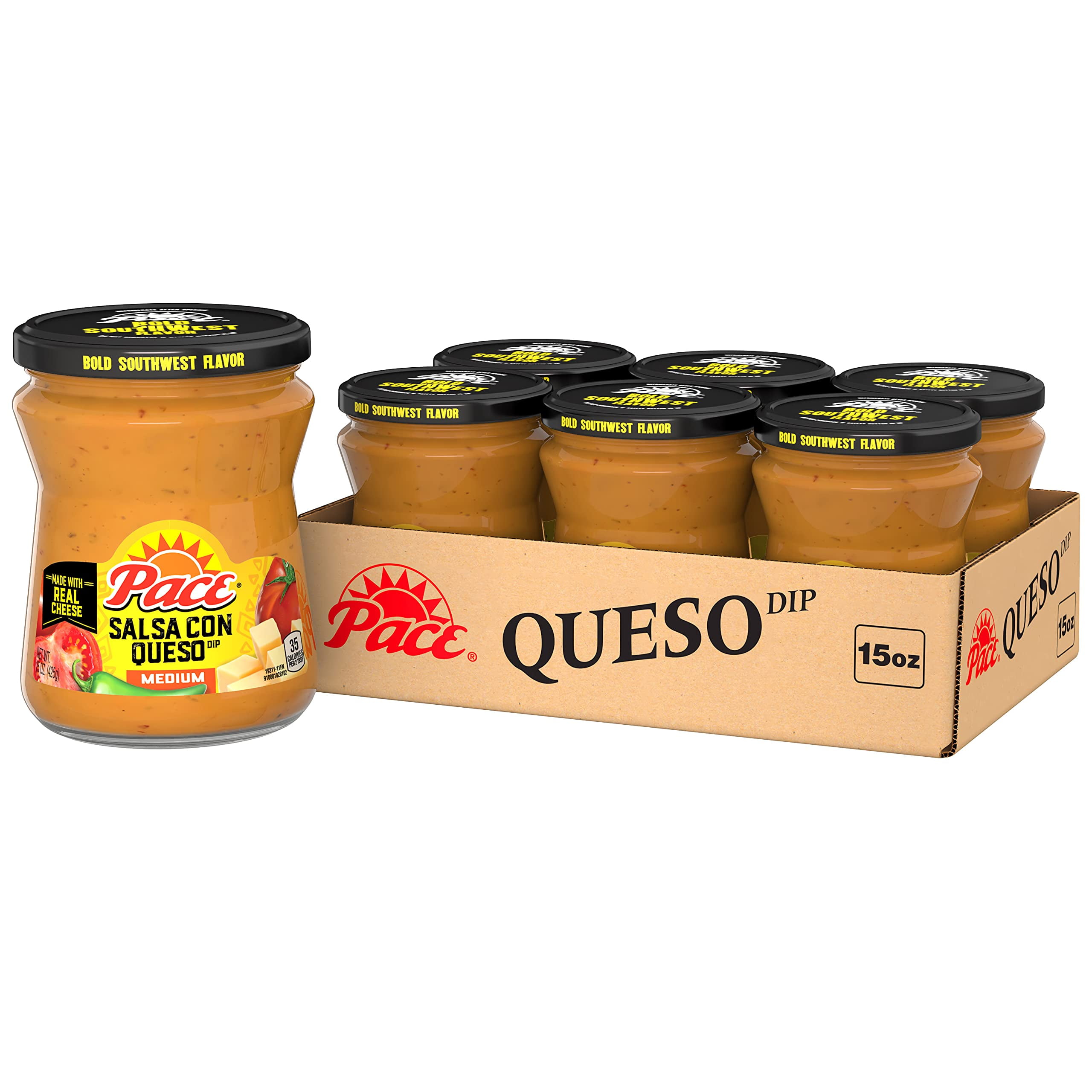 Pace Salsa Con Queso Cheese Dip, Great for Nachos, 15 Ounce Jar (Pack of 6)ZS1