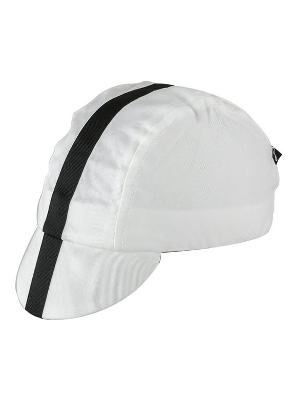 Pace Sportswear Classic White Hat with Black Stripe Cycling Cap