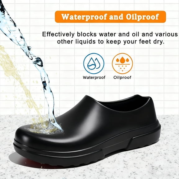 Pacefley Non-Slip Waterproof Work Shoes Oil Resistant Breathable Mesh Comfort Chef Footwear Men's & Women's Versions Black Nurse Shoes Lightweight Girl Closed with Laces Anti Slip