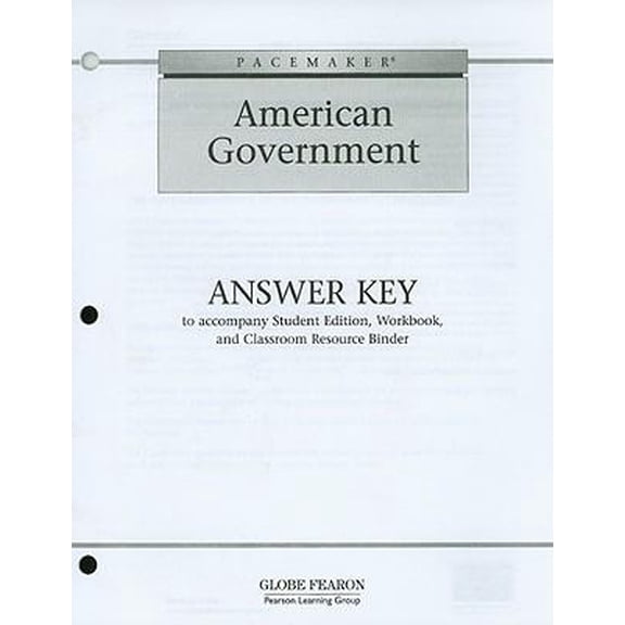 Pre-Owned Pacemaker American Government Answer Key: To Accompany Student Edition, Workbook, and Classroom Resource Binder Paperback