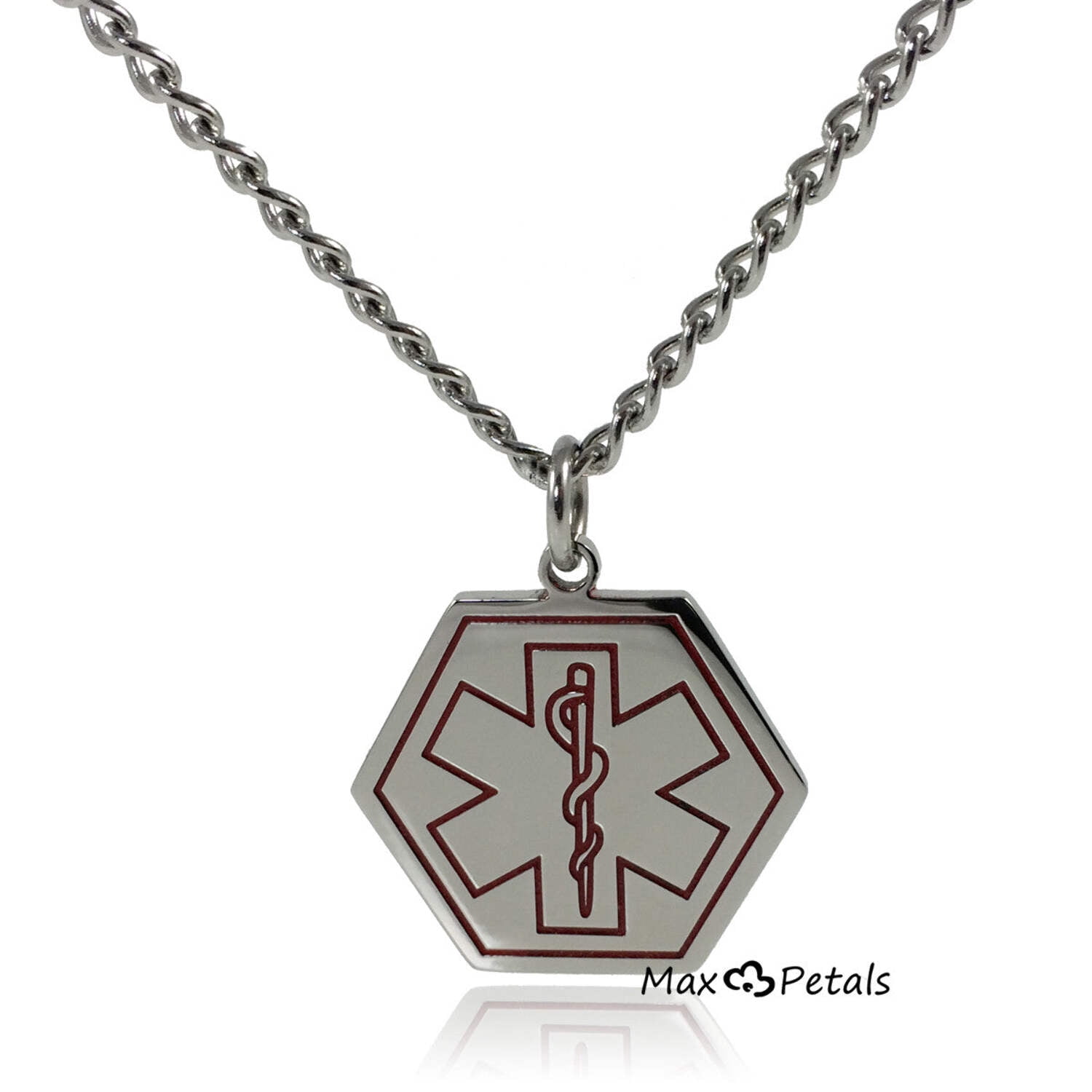 Pacemaker Medical Alert ID Stainless Steel Pendant Necklace with 26 ...