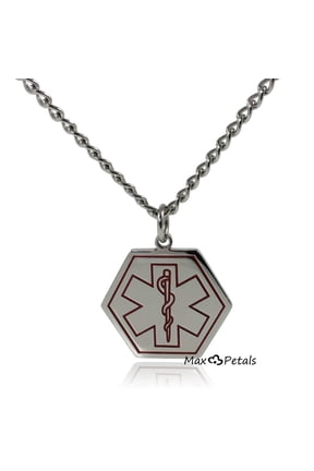 Pacemaker Medical Alert ID Stainless Steel Pendant Necklace with 26 Inch Chain