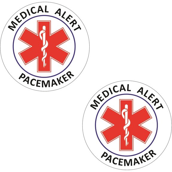 Pacemaker Medical Alert Stickers 4" Reflective Decals (Pack of 2), Weatherproof for Wheelchairs, Windows, Car Bumpers, Indoor/Outdoor Use