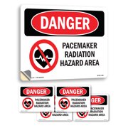 Pacemaker Radiation Hazard Area OSHA Danger Vinyl Decal Label 5 Inch x 3.5 Inch - 5 Pack