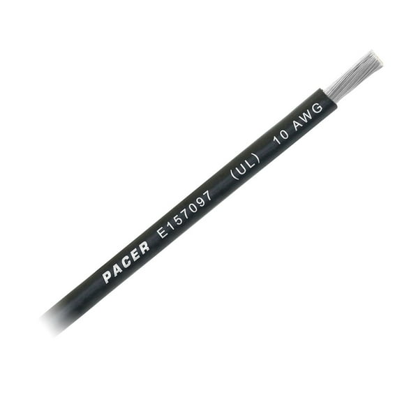 Pacer Black 10 AWG Battery Cable - Sold By The Foot | Bundle of 10
