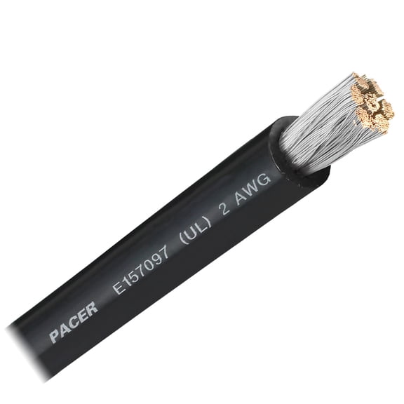 Pacer Black 2 AWG Battery Cable - Sold By The Foot | Bundle of 2