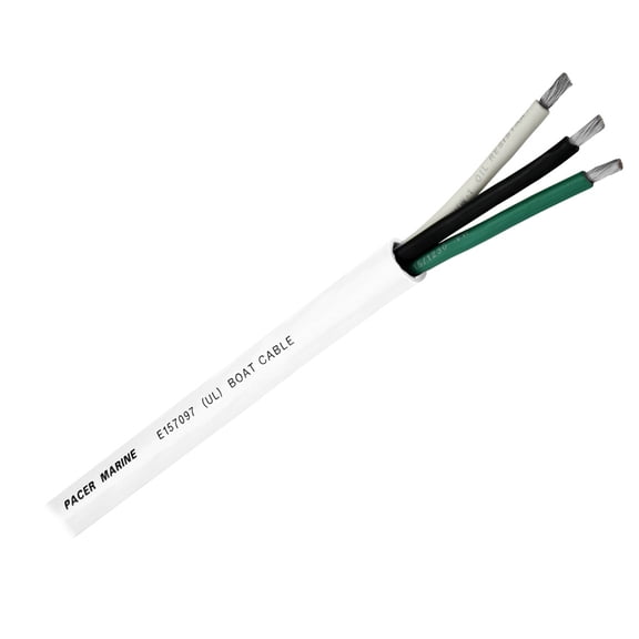 Pacer Round 3 Conductor Cable - 100 - 14/3 AWG - Black, Green  W... [WR14/3-100]