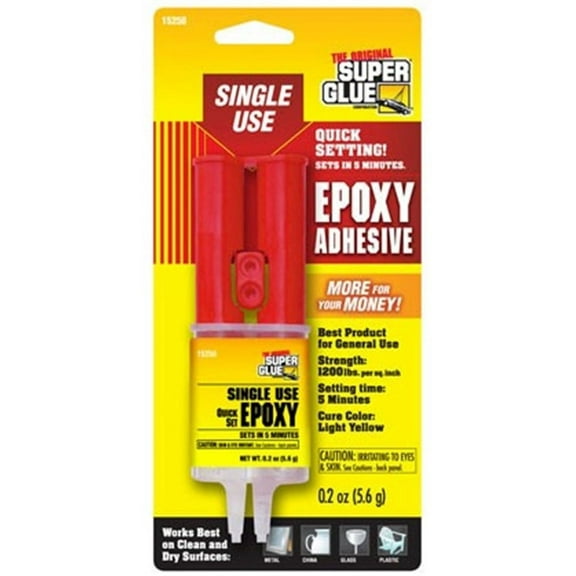 Pacer Original Super Glue Single Use Clear Epoxy, 0.2oz Syringe
