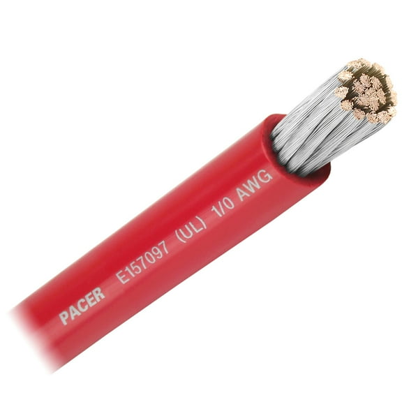 Pacer Red 1/0 AWG Battery Cable - Sold By The Foot | Bundle of 5