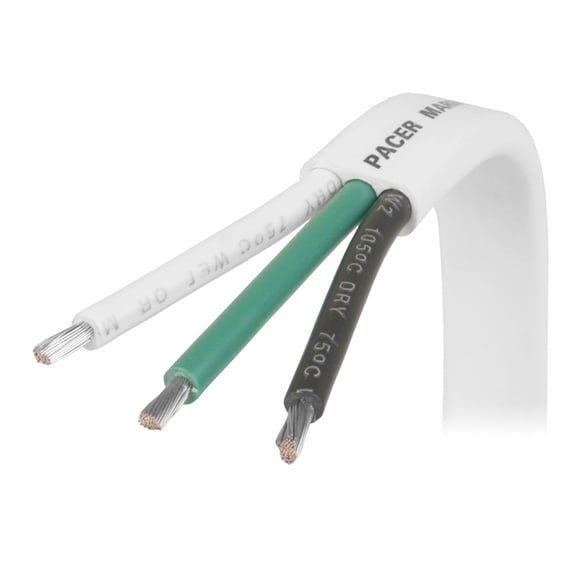 Pacer White Triplex Cable - 14/3 AWG - Black/Green/White - Sold by the Foot | Bundle of 2