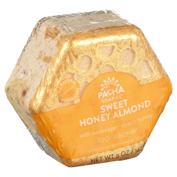 Pacha Soap Co.'s Sweet Honey Almond Froth Bomb, 1 Count, All Skin Types