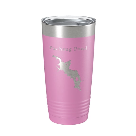 Pachaug Pond Tumbler Lake Map Travel Mug Insulated Laser Engraved Coffee Cup Connecticut 20 oz Light Purple