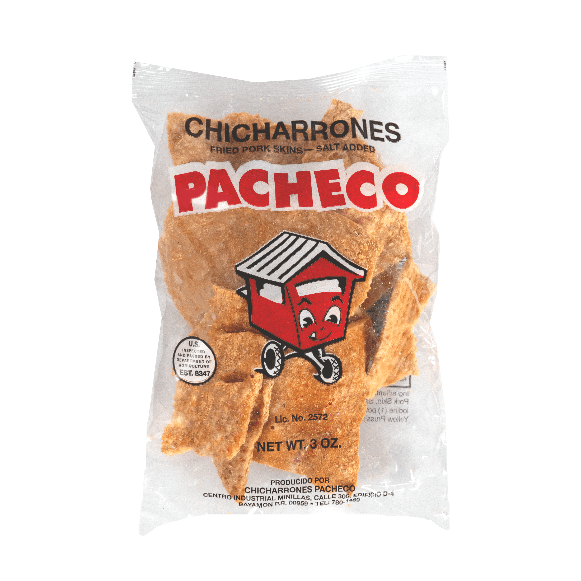 Pacheco Original Pork Rinds, 3 oz, Plastic Bag