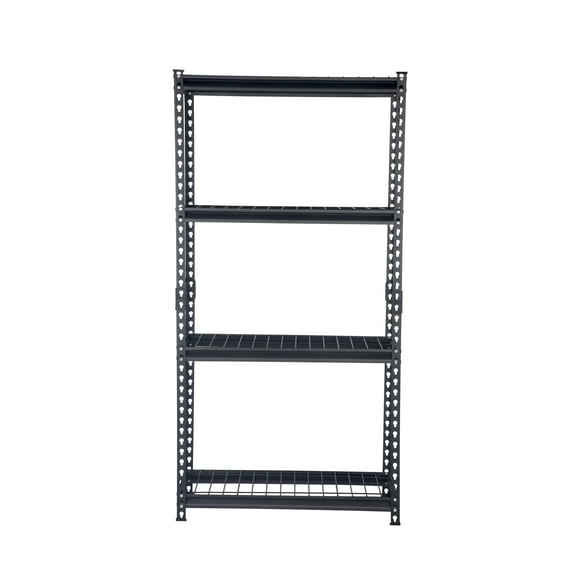 Pachira 30"W x 12"D x 60"H 4-Shelf Steel Shelving, Black