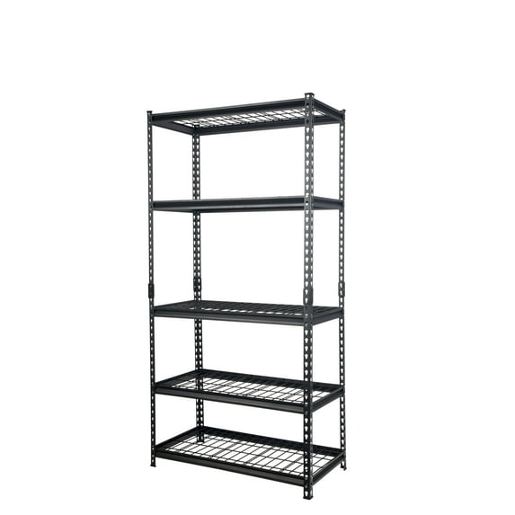 Pachira 36"W x 18"D x 72"H 5-Shelf Steel Shelving, Black