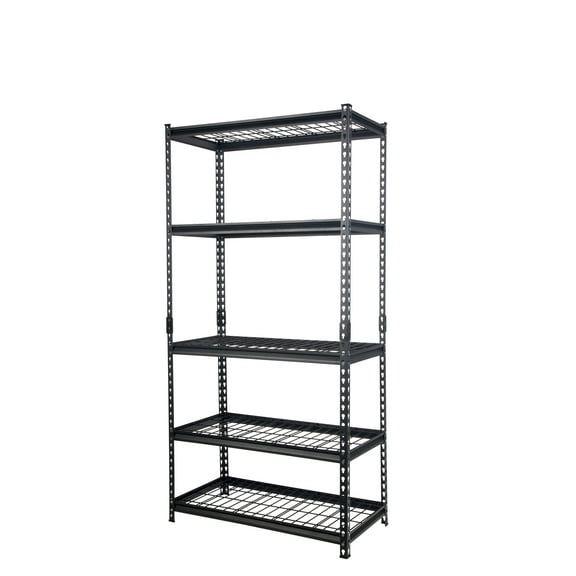 Pachira 36"W x 18"D x 72"H 5-Shelf Steel Shelving, Black