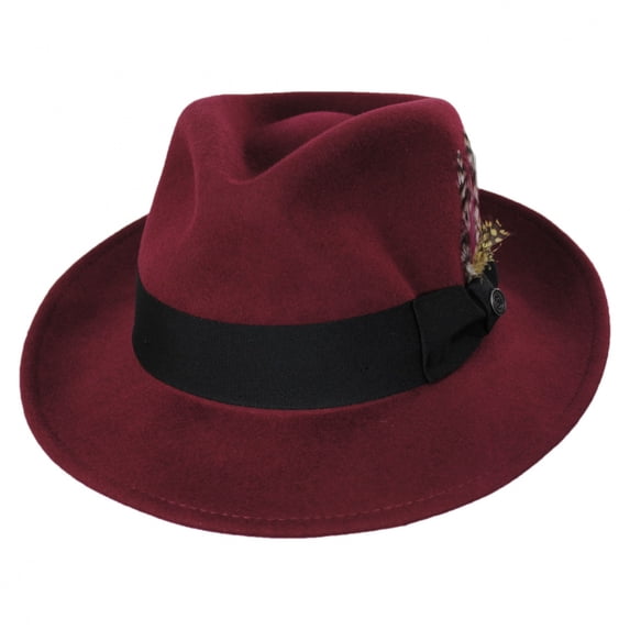 Pachuco Crushable Wool Felt Fedora Hat - L - Wine