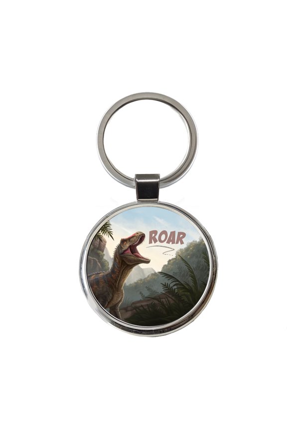 Pachycephalosaurus Roar Dinosaur Metal Round Keychain