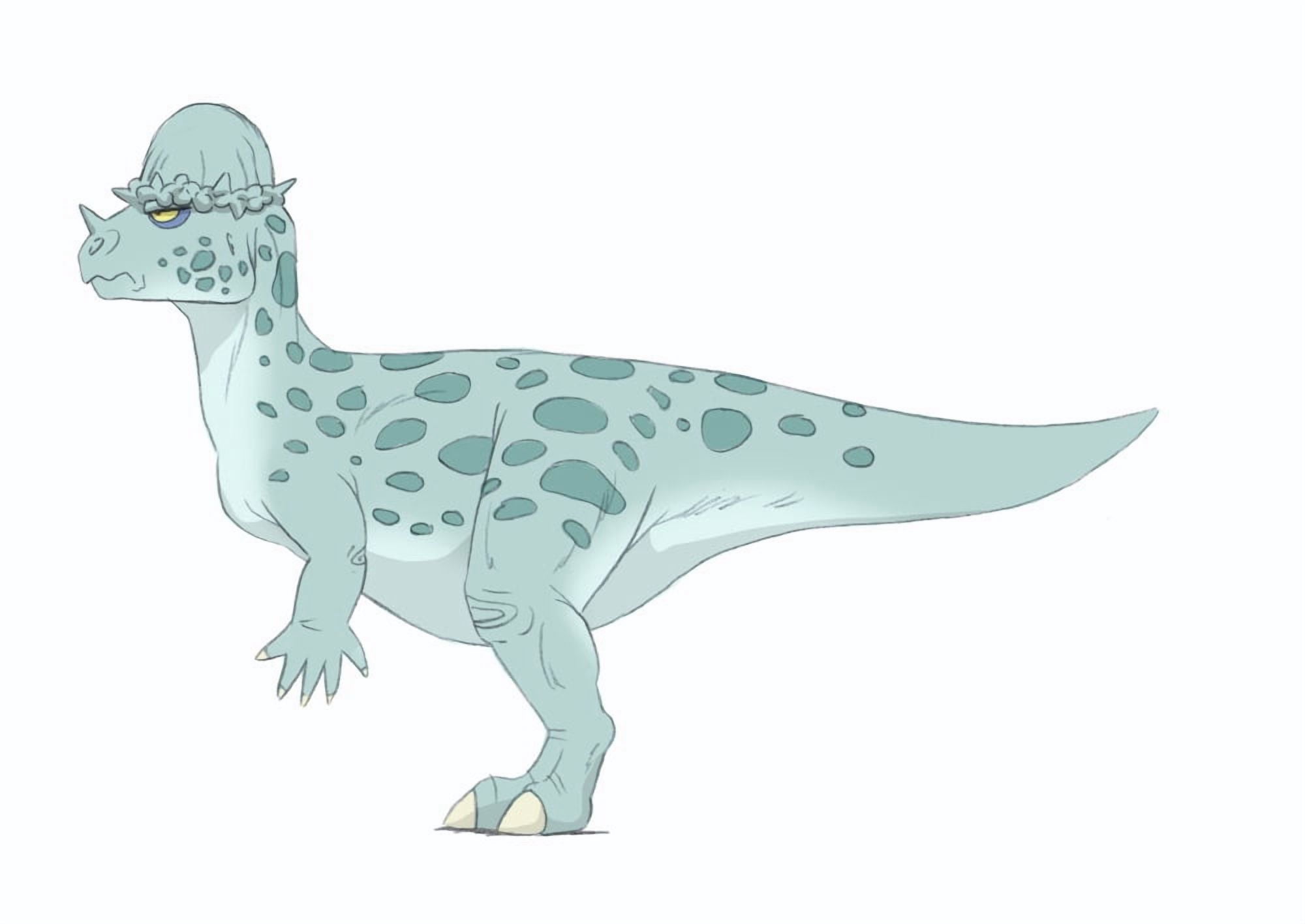 Pachycephalosaurus pencil drawing with digital color Canvas Art - Alice TurnerStocktrek Images (17 x 12)