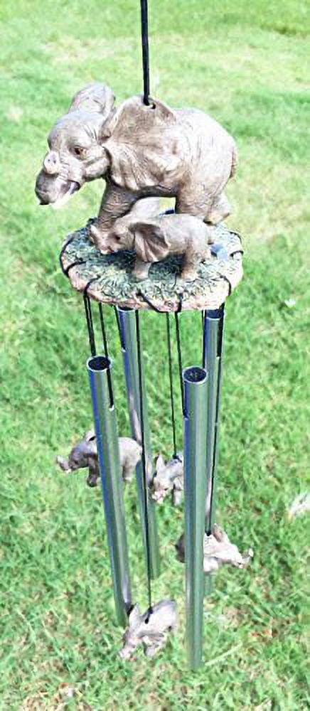 Pachyderm Elephant Family Striding The Plains Resonant Relaxing Wind Chime Patio Garden Decor