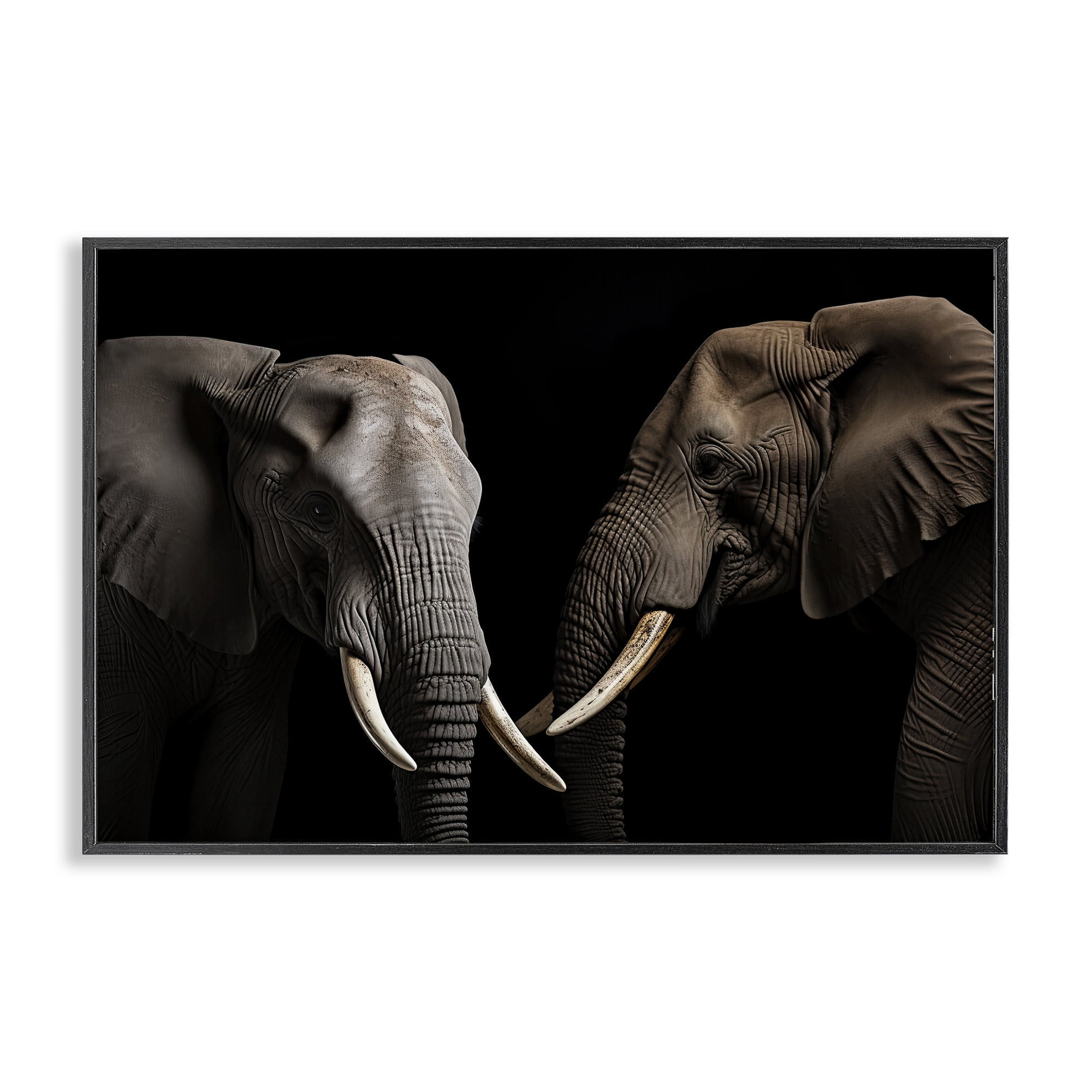 Pachyderm Elephant Pair Black Framed Giclee Art, design by Decent Exposures